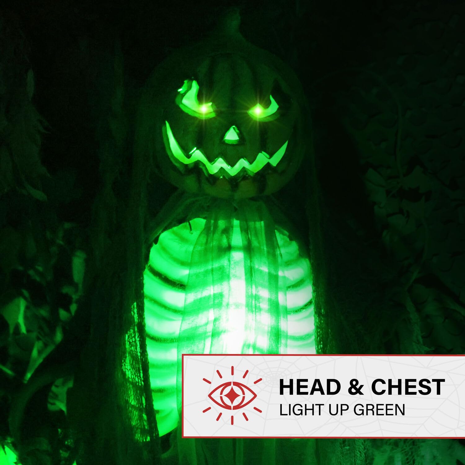 Haunted Hill Farm Lifesize Animatronic Scary Talking Pumpkin Man with Touch Activated Lights and Sound, Battery-Operated Indoor